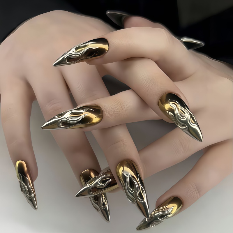 Nail Art Gold - 24 stuks 3D chroom zilver gouden