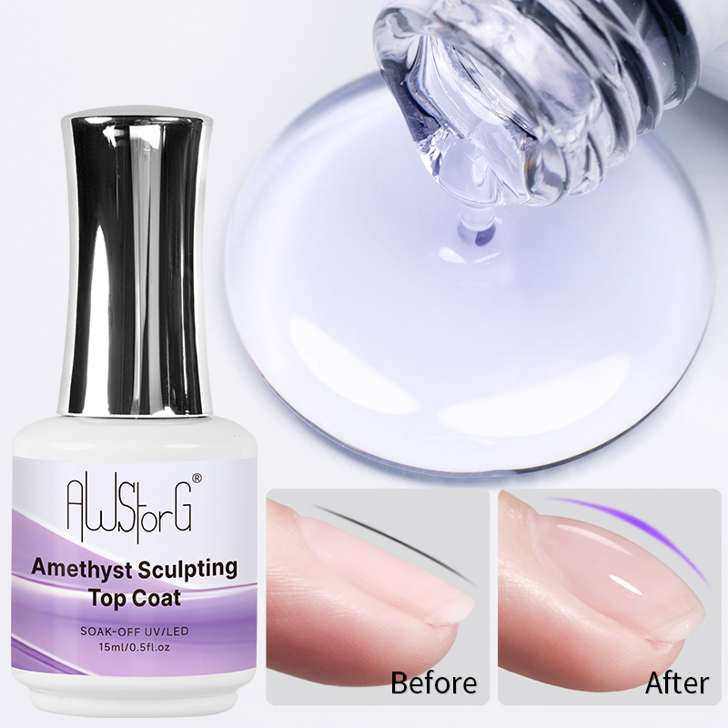 Nail Art Yellow - AWStorG 15ML Amethist Beeldhouwen Top Coat