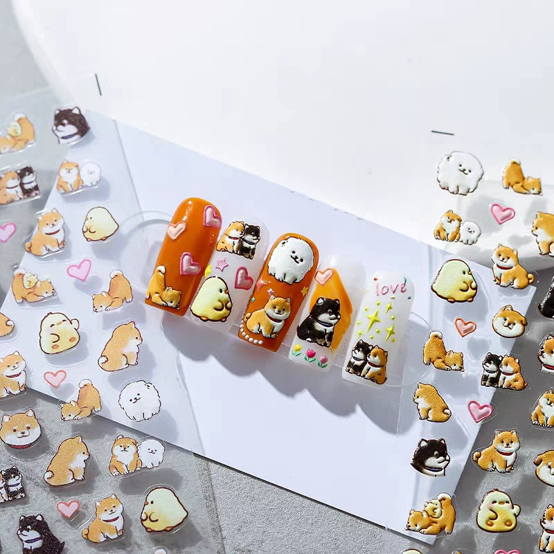 Nail Art Yellow - Schattige cartoon gele eend & hond