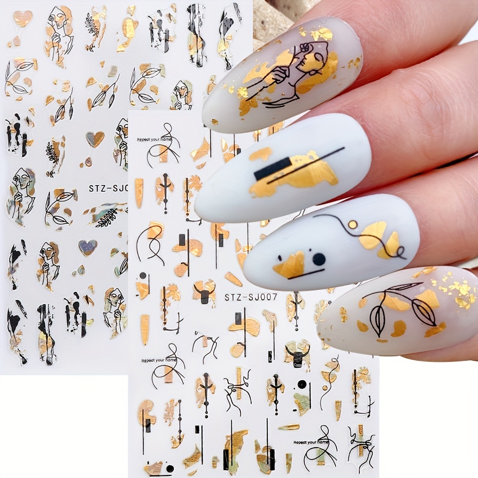 Nail Art Rose Gold - 1PC abstracte geometrie stickers voor nagel