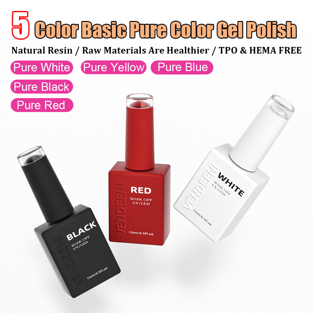 Nail Art Yellow - Vendeeni 5 Kleuren Basic Pure Color