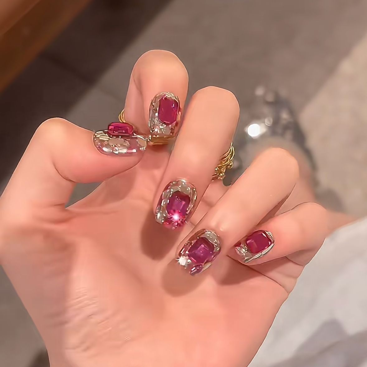 Nail Art Gold - 10 stuks zomerse gouden korte luxe