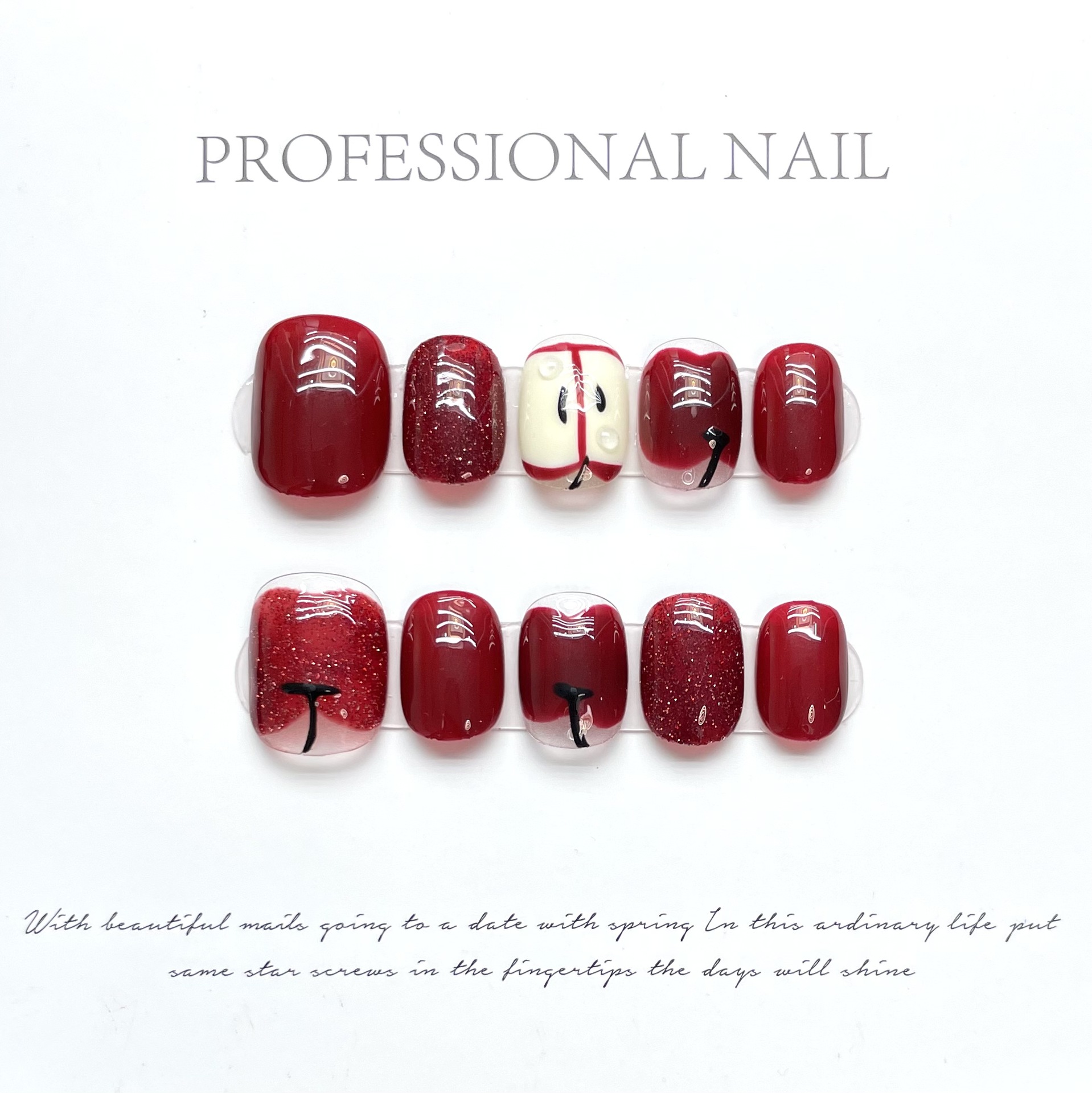 Nail Adhesive Tab - 10 stuks luxe handgemaakte opzetnagels, kort