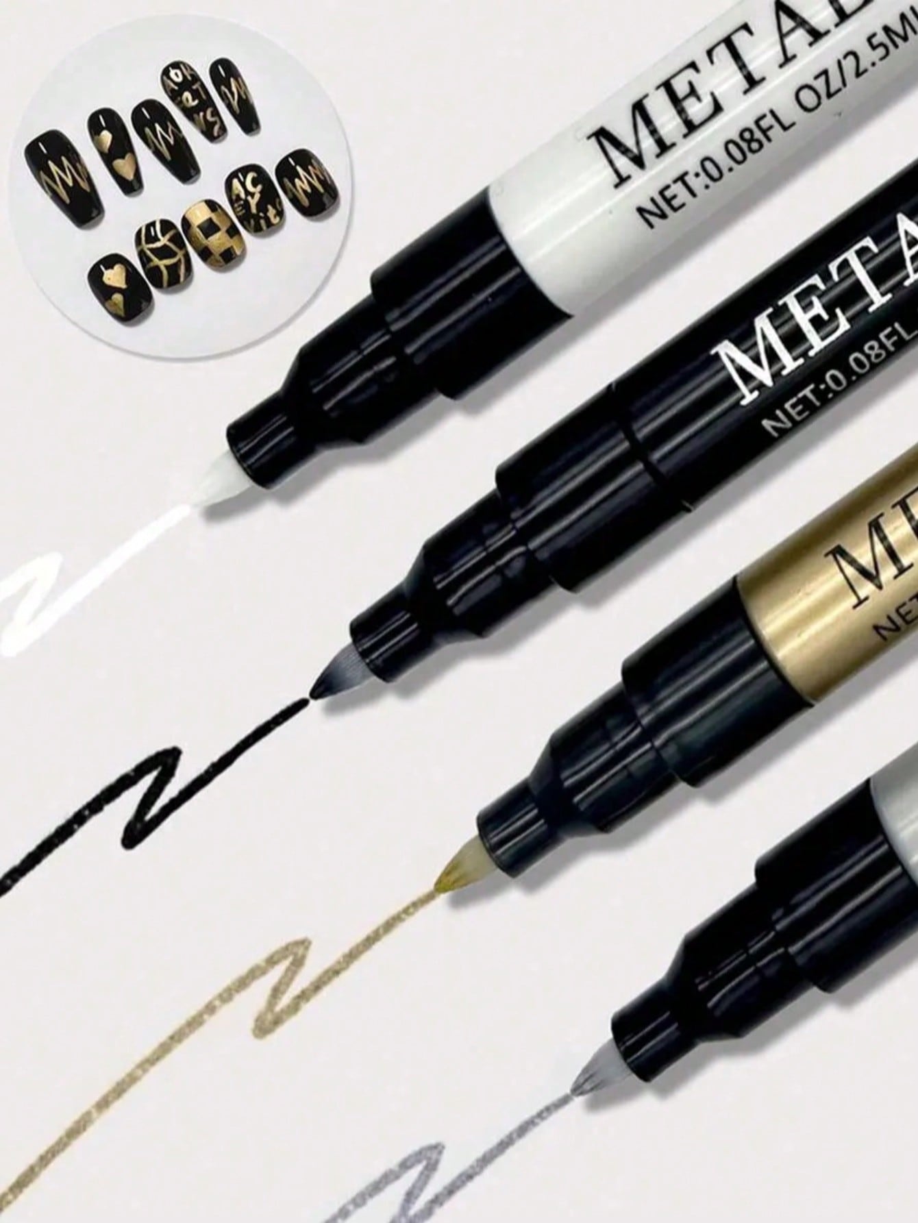Nail Art Gold - 0,8 mm 1 stuk Nagelstift, Wit