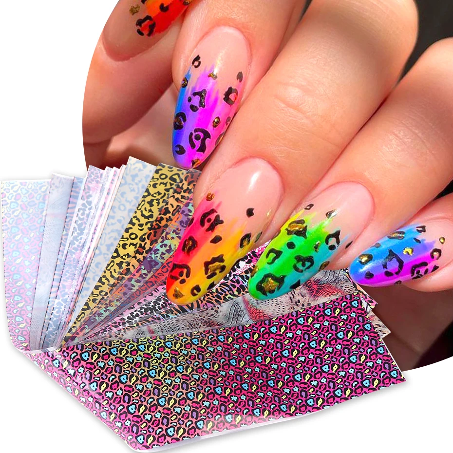 Nail Art Zebra - 10 stuks kleurrijke luipaardprint nagel transferfolie