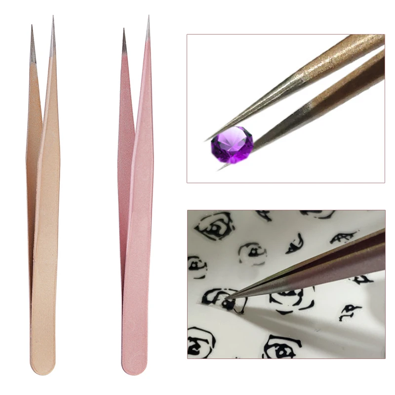 Nail Art Rose Gold - 1 stuk rechte pincet in champagne