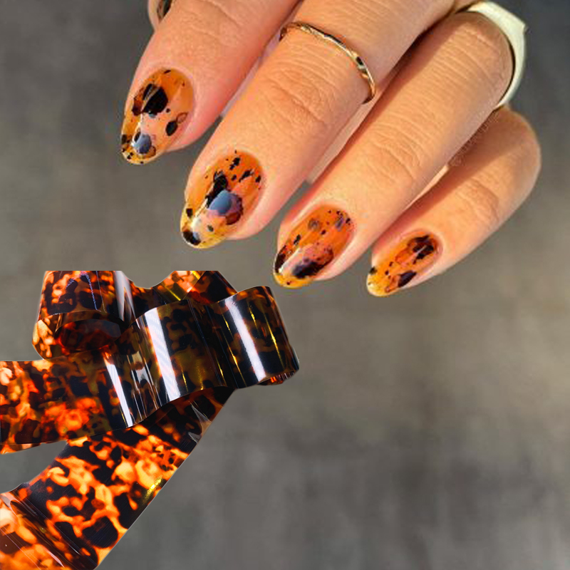 Nail Art Zebra - 1Roll 100Cm * 4Cm Schildpad Amber