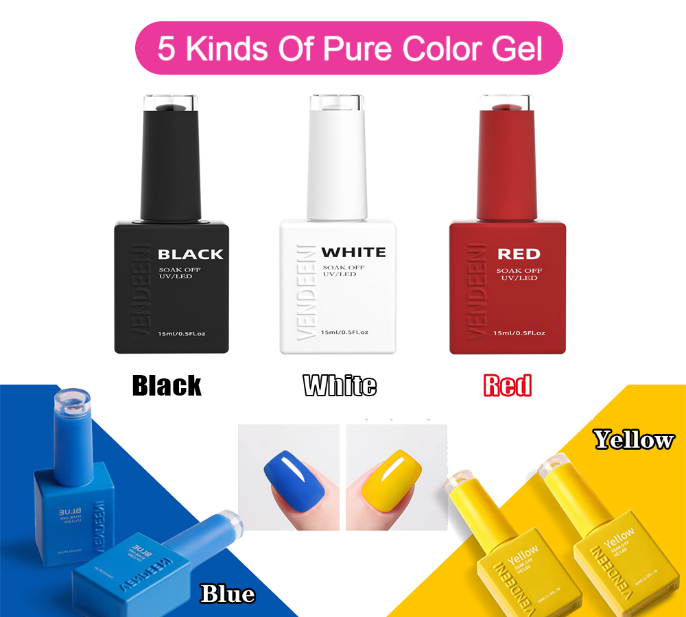 Nail Art Yellow - Vendeeni 15ml Zwart Wit Rood Geel