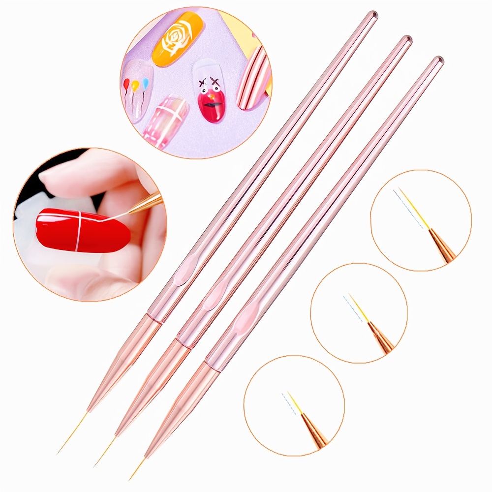 Nail Art Rose Gold - 3 stks/set Nail Art Brush Nail