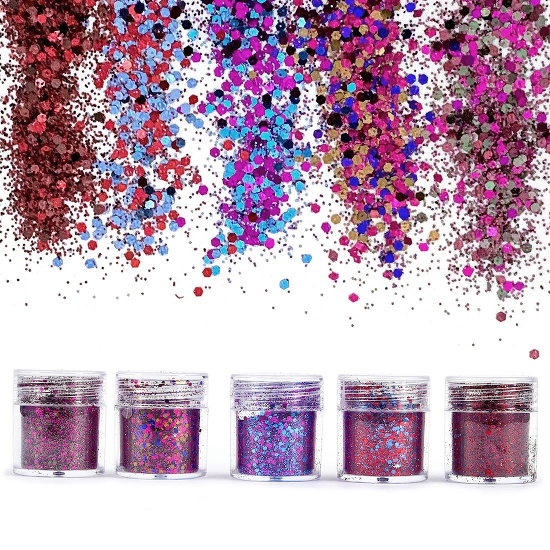 Dip Powder Nail - 4/5 flessen Dromerig glitterpoeder voor hars