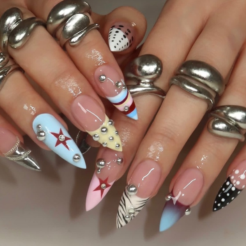 24 stuks Y2K lange stiletto op - Nail Art Zebra recensie en prijs