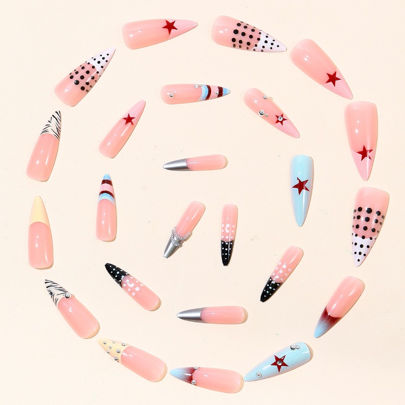 24 stuks Y2K lange stiletto op - Nail Art Zebra recensie en prijs