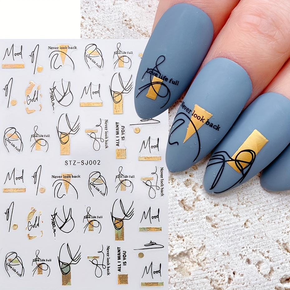 1PC abstracte geometrie sticke - Nail Art Rose Gold recensie en prijs