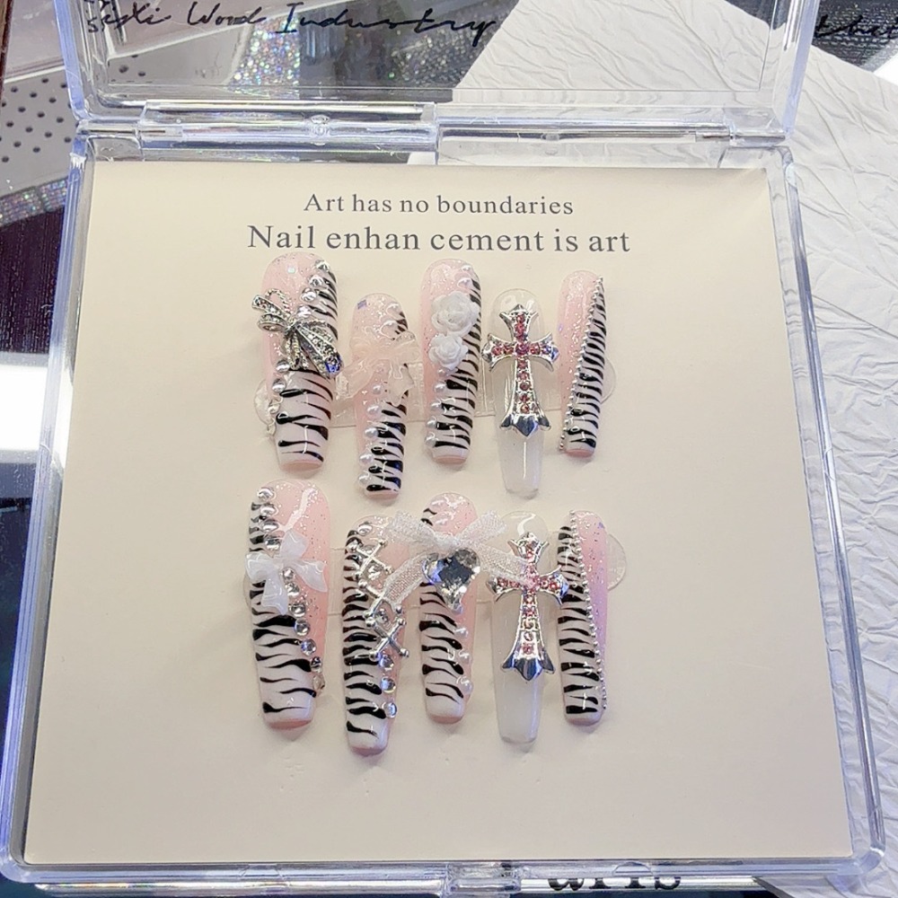 10 stuks Y2K roze zebraprint g - Nail Art Zebra recensie en prijs