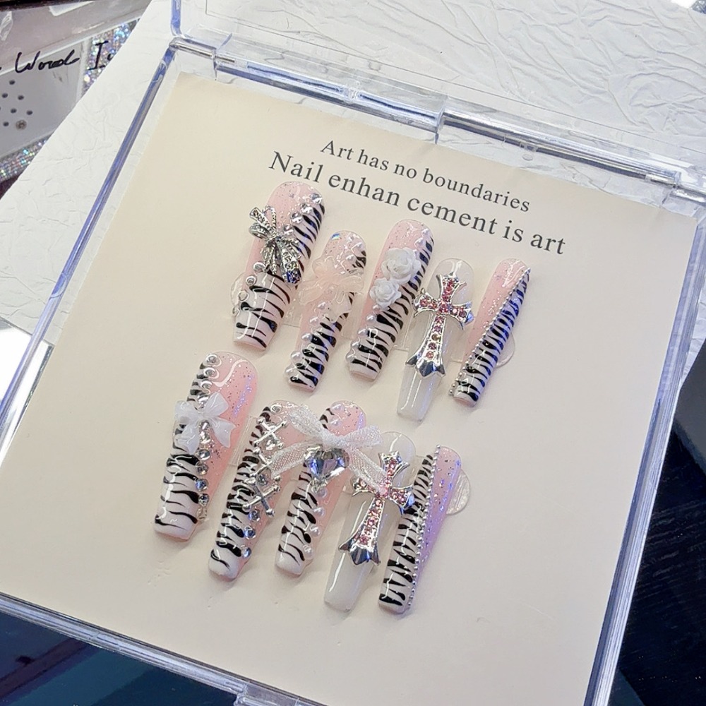 10 stuks Y2K roze zebraprint g - Nail Art Zebra recensie en prijs