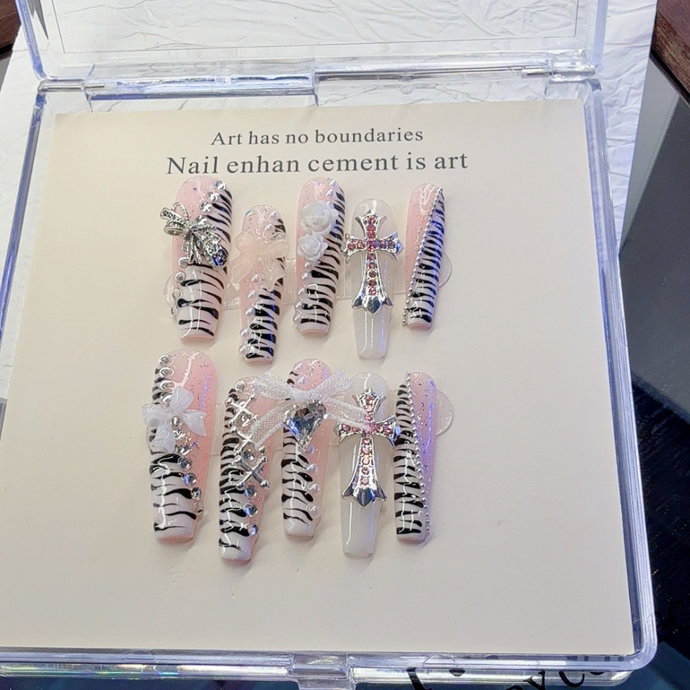 10 stuks Y2K roze zebraprint g - Nail Art Zebra recensie en prijs